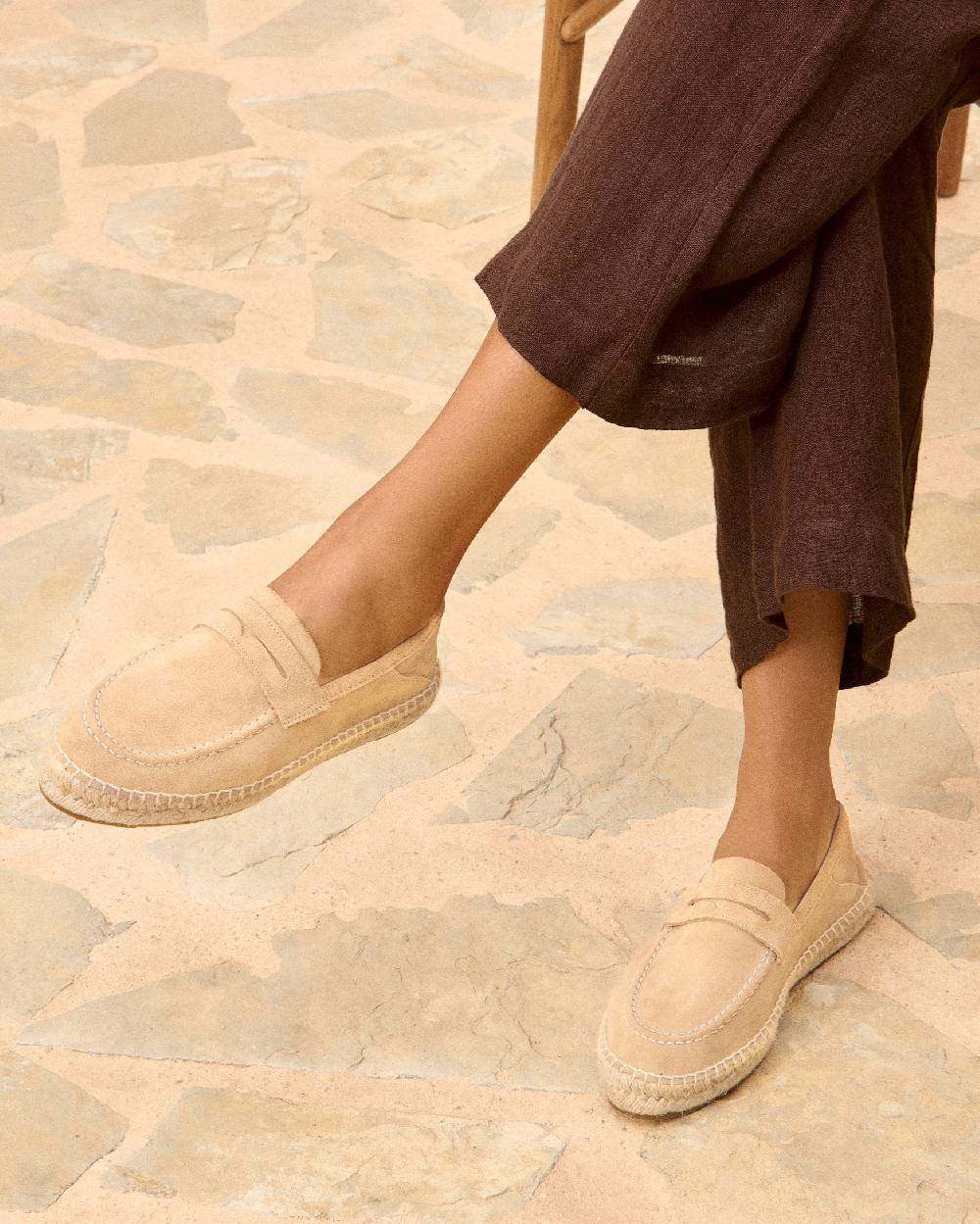 Manebí Suede Loafers Espadrilles - Hamptons Champagne Beige Economico