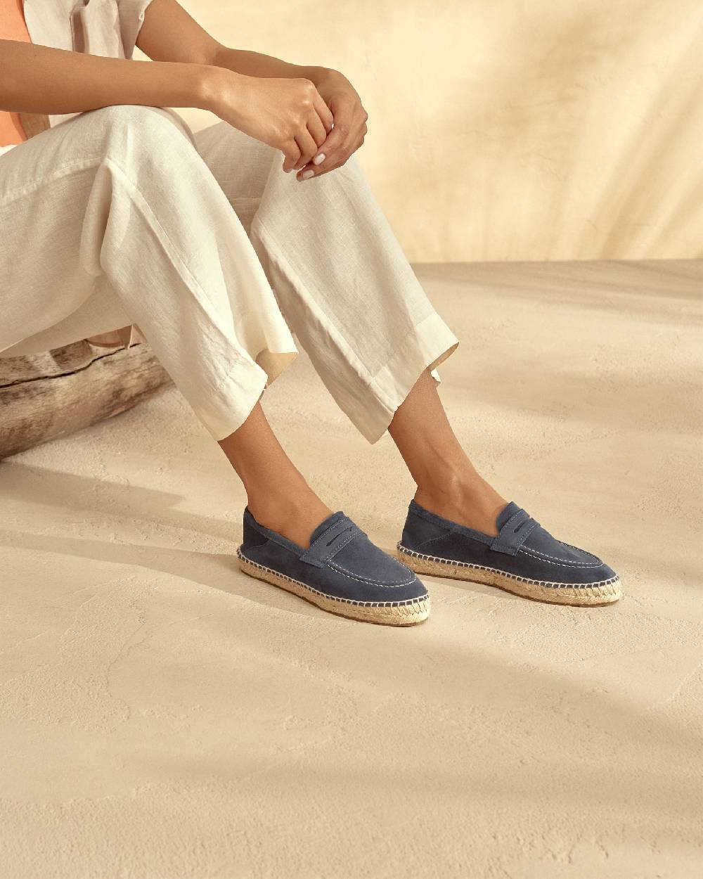Manebí Mocassini Espadrillas in pelle scamosciata - Hamptons - Patriot Blu Saldi