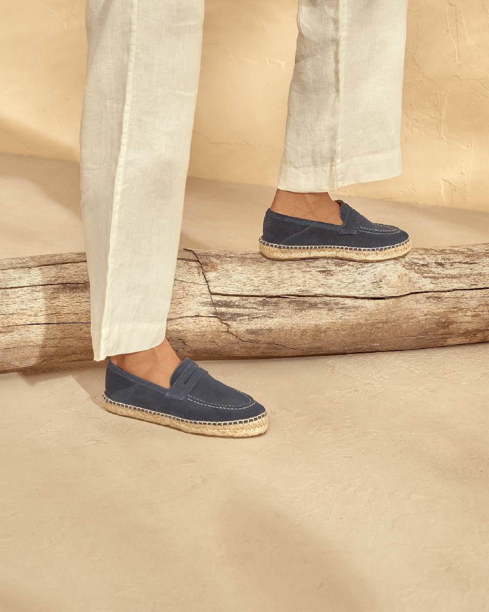 Manebí Mocassini Espadrillas in pelle scamosciata - Hamptons - Patriot Blu Saldi
