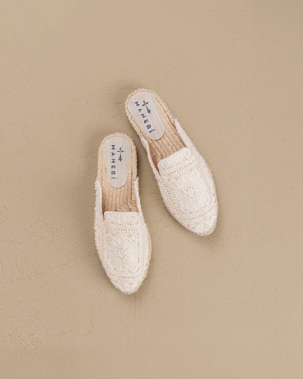Manebí Cotton Crochet Mules - Yucatán Natural Italy