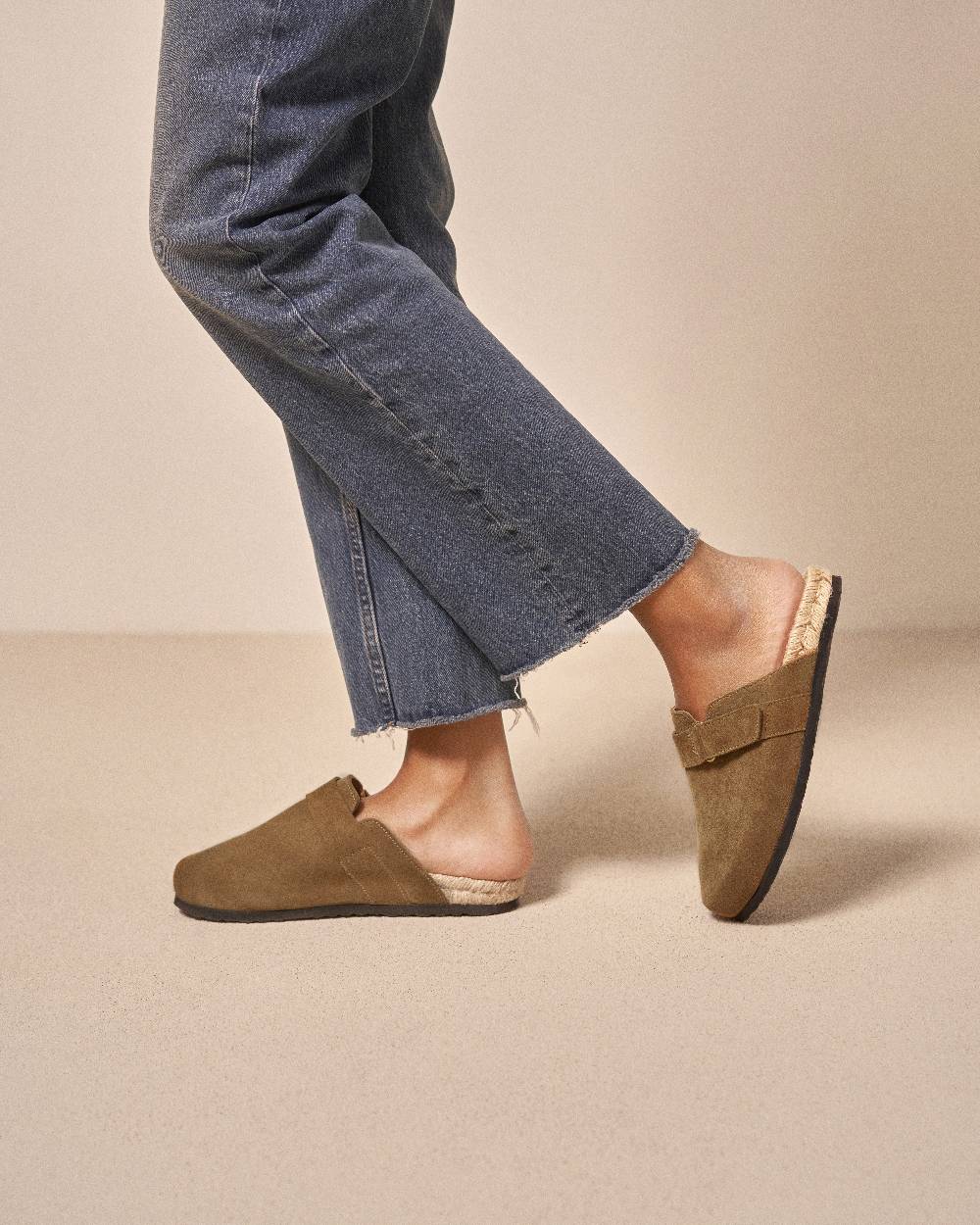 Manebí Suede Clog Mules - Hamptons Kaki Green 2025