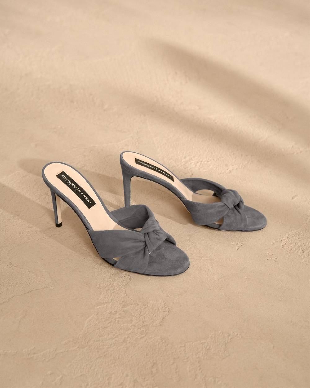 Manebí Sophie Suede Mule Heels - Knot Grey Nuovo