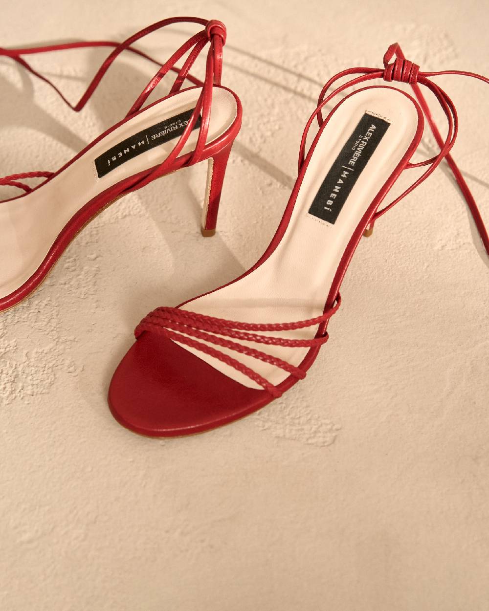 Manebí Savana Leather Braided Heels - Lace Up Bordeaux Qualità Garantita