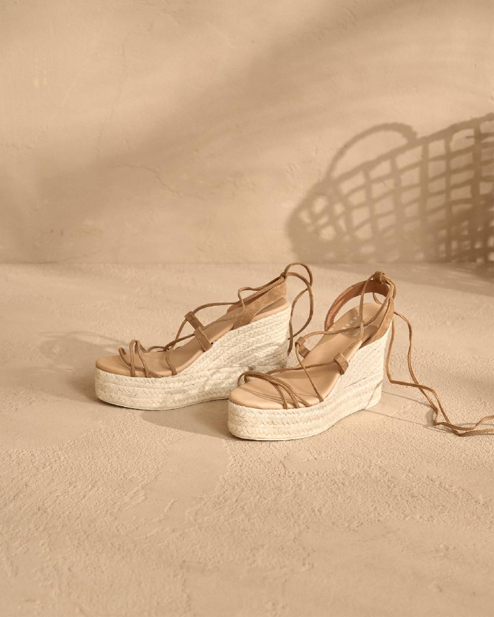 Manebí Portofino Soft Suede|Wedge Espadrilles - Lace-Up Tobacco Consegna Veloce