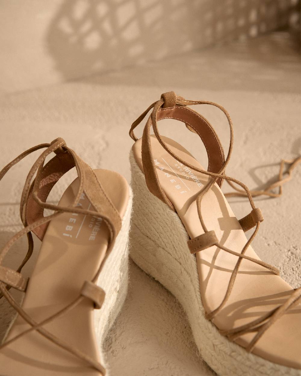 Manebí Portofino Soft Suede|Wedge Espadrilles - Lace-Up Tobacco Consegna Veloce