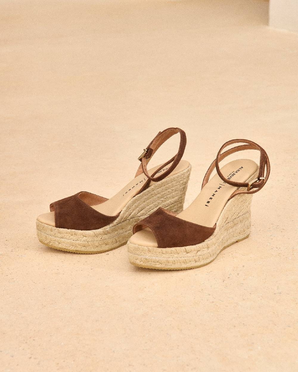 Manebí Viky Soft Suede Open Toe|Wedge Espadrilles - Tobacco Fino Al -60%