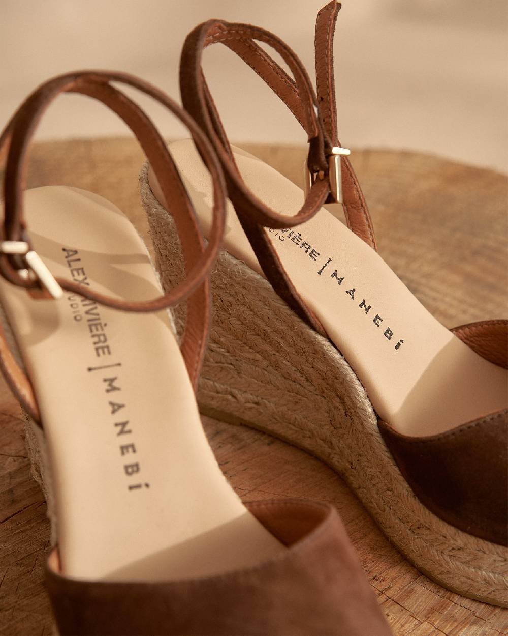 Manebí Viky Soft Suede Open Toe|Wedge Espadrilles - Tobacco Fino Al -60%