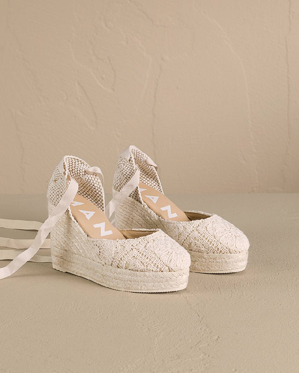 Manebí Cotton Crochet|Wedge Espadrilles - Natural Affare Del Giorno