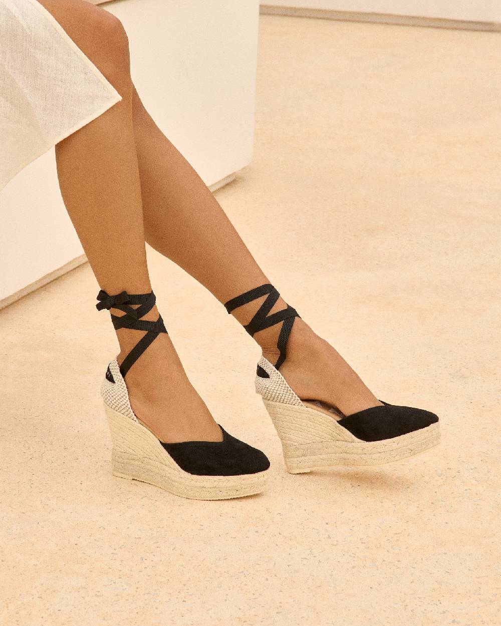 Manebí Soft Suede Heart-Shaped|Wedge Espadrilles - Hamptons Black Offerta Anniversario