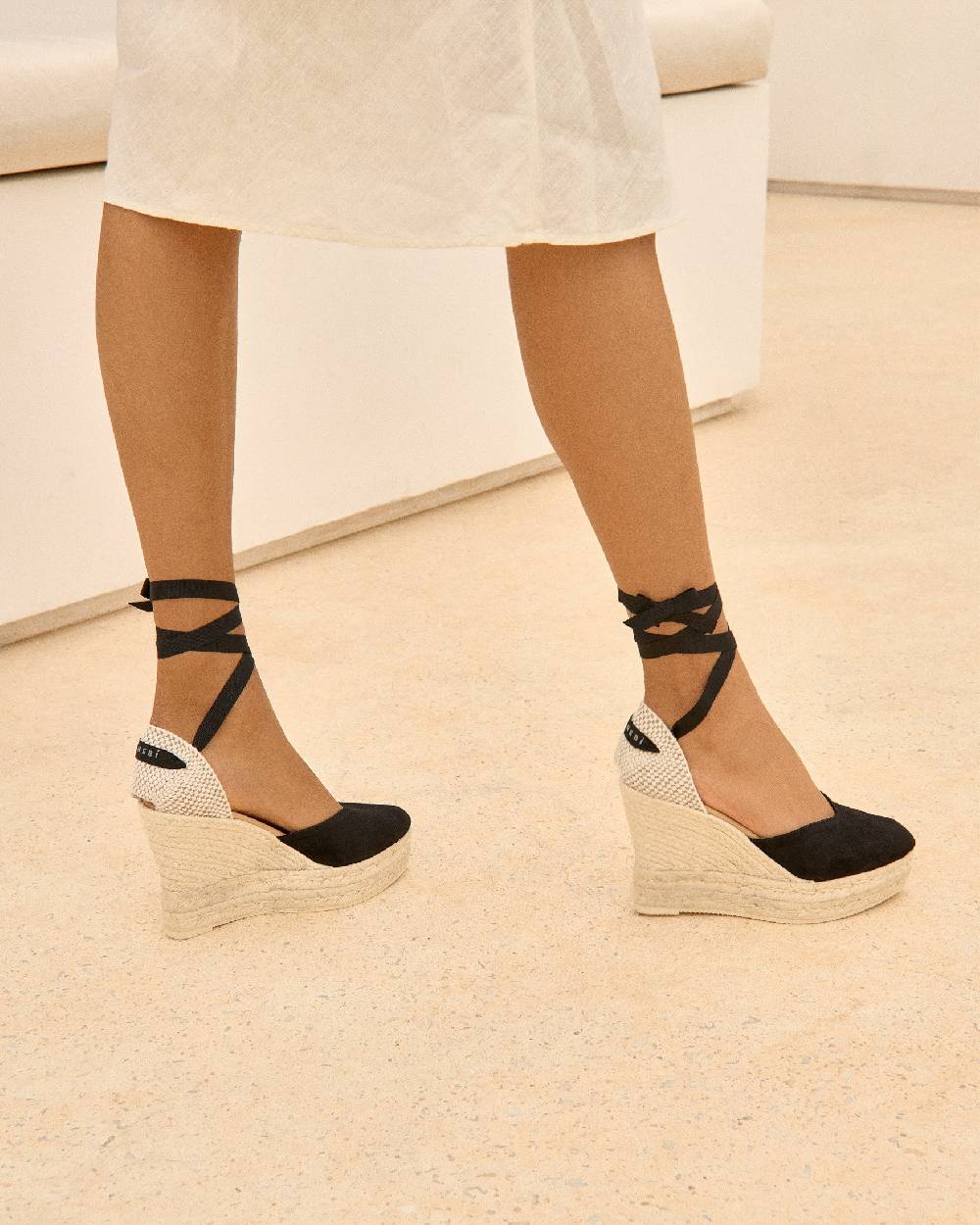 Manebí Soft Suede Heart-Shaped|Wedge Espadrilles - Hamptons Black Offerta Anniversario