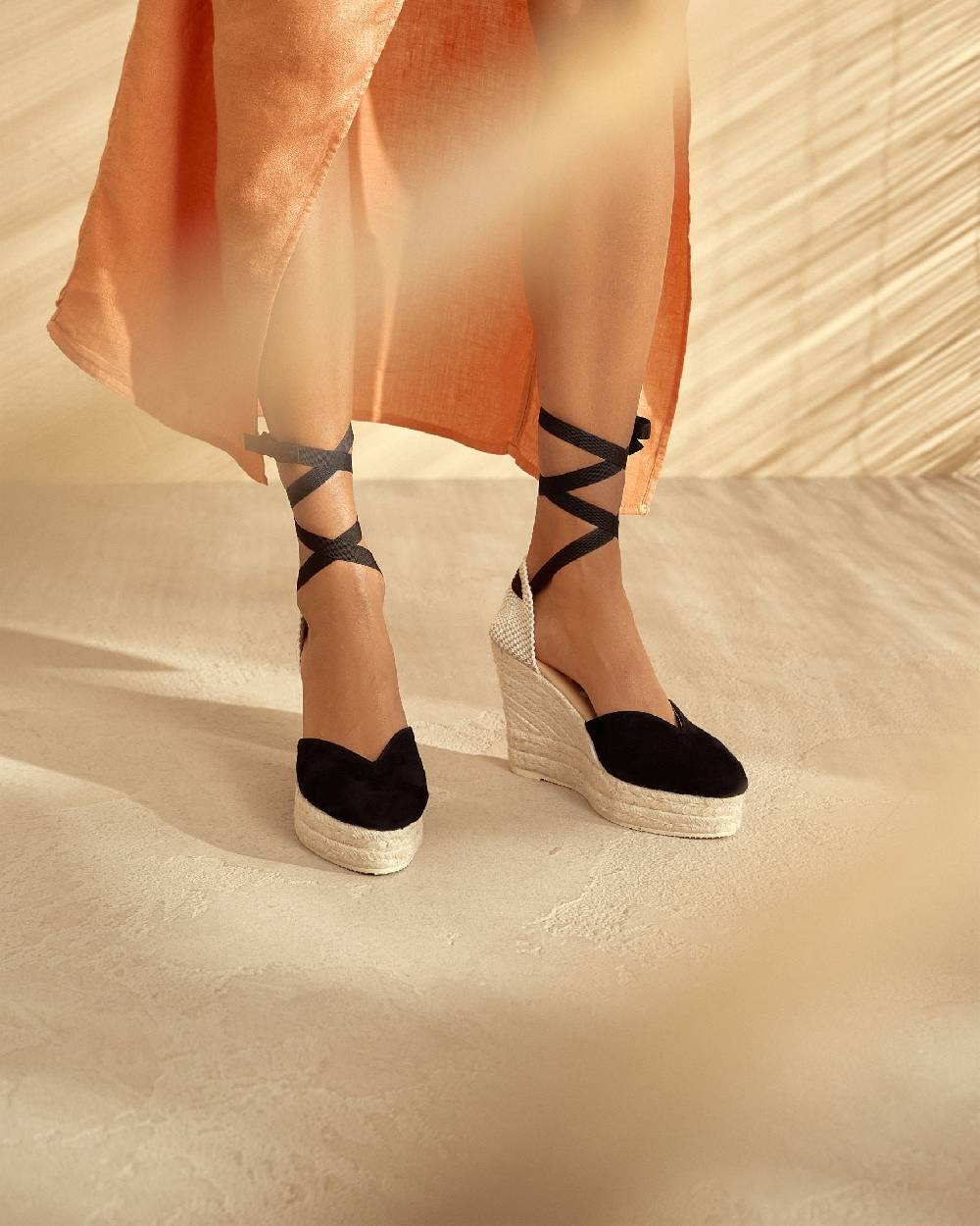 Manebí Soft Suede Heart-Shaped|Wedge Espadrilles - Hamptons Black Offerta Anniversario