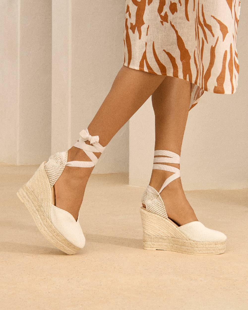 Manebí Organic Hemp Heart-Shaped|Wedge Espadrilles - La Havana White Sconto