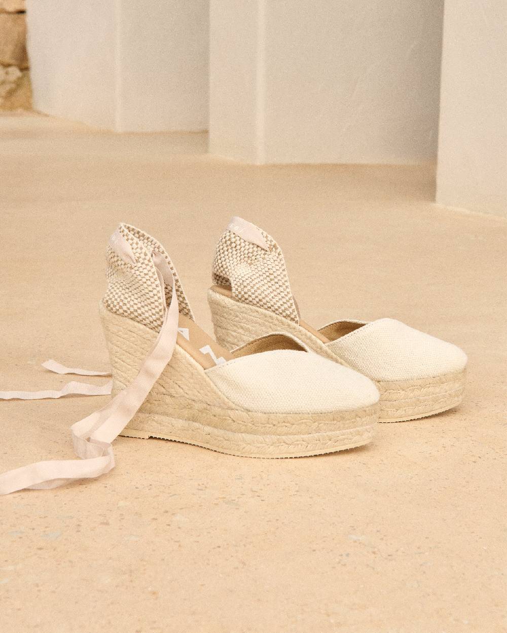 Manebí Organic Hemp Heart-Shaped|Wedge Espadrilles - La Havana White Sconto