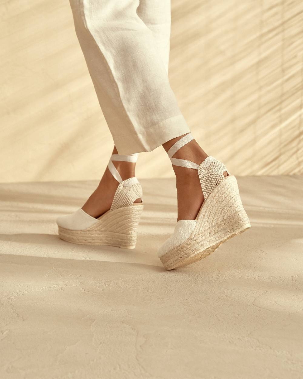 Manebí Organic Hemp Heart-Shaped|Wedge Espadrilles - La Havana White Sconto