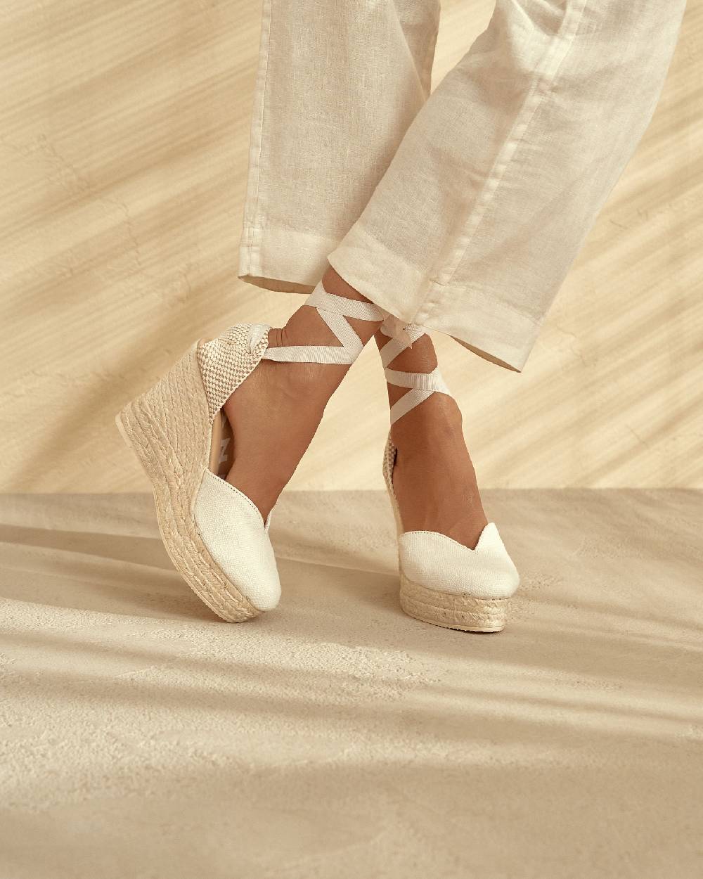 Manebí Organic Hemp Heart-Shaped|Wedge Espadrilles - La Havana White Sconto