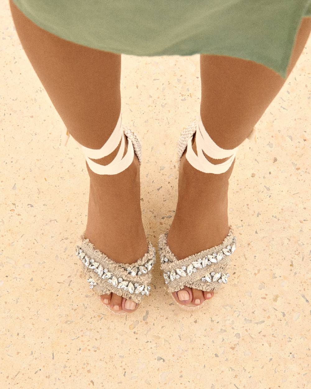 Manebí Organic Hemp with Crystals|Crossed Wedges Valenciana - Capri Natural With Gems Economico