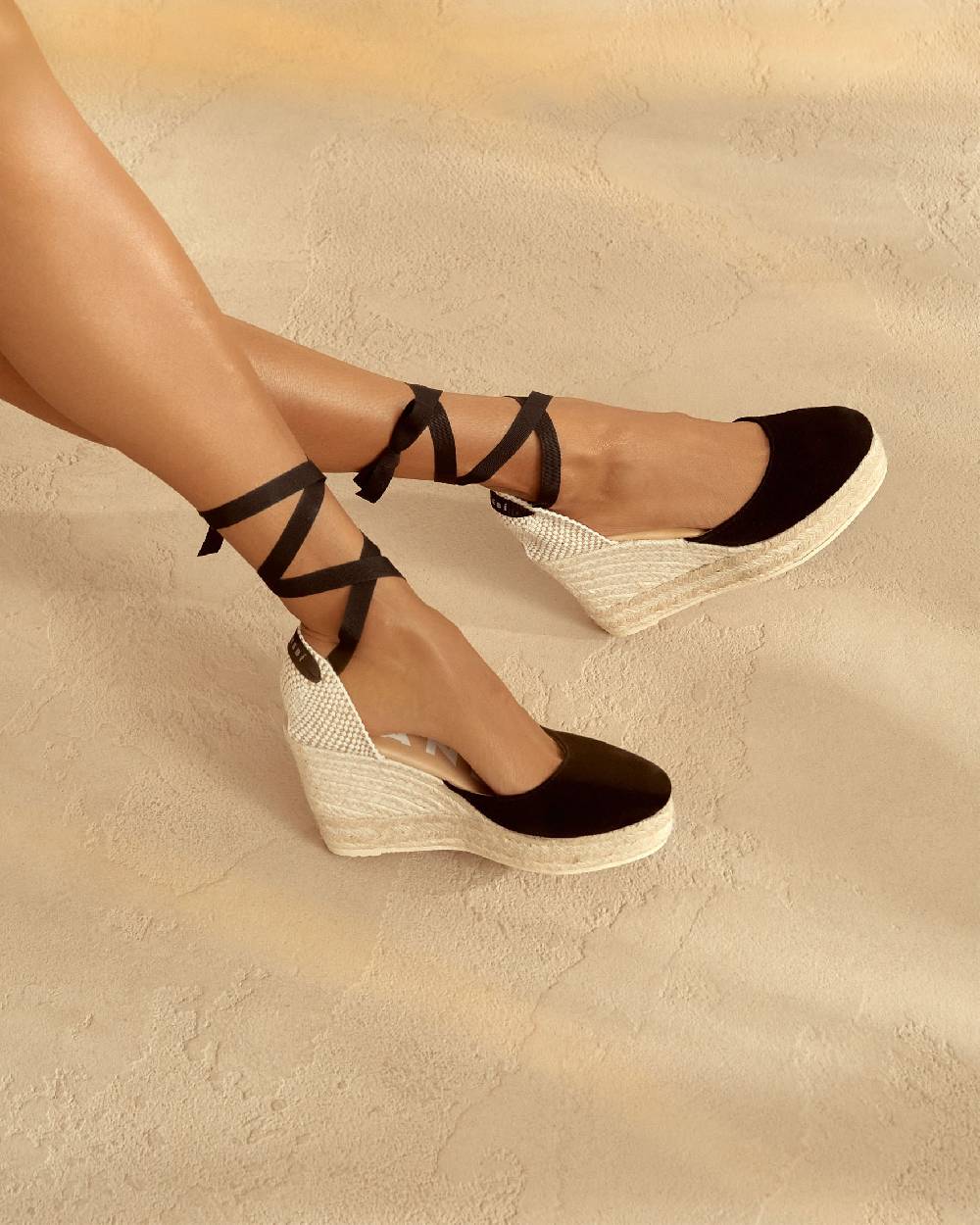 Manebí Soft Suede Wedge Espadrilles - Hamptons Black Online Outlet