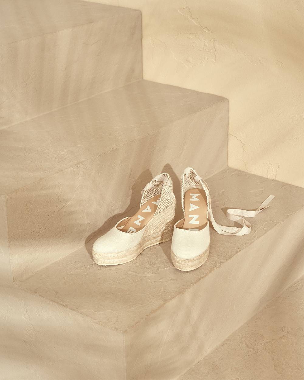 Manebí Organic Hemp Wedge Espadrilles - La Havana White Hotsell