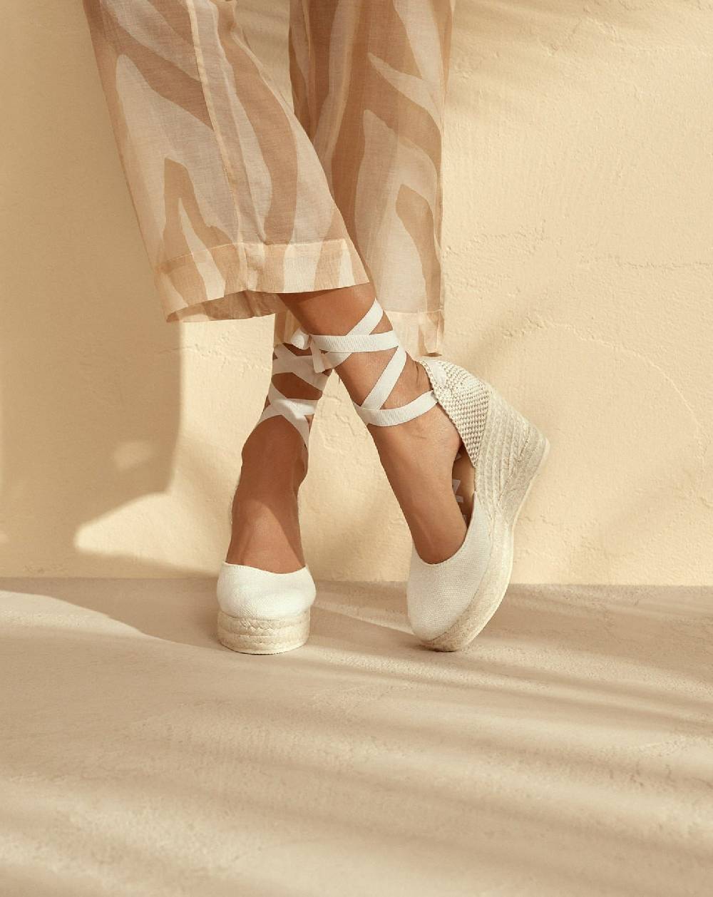 Manebí Organic Hemp Wedge Espadrilles - La Havana White Hotsell