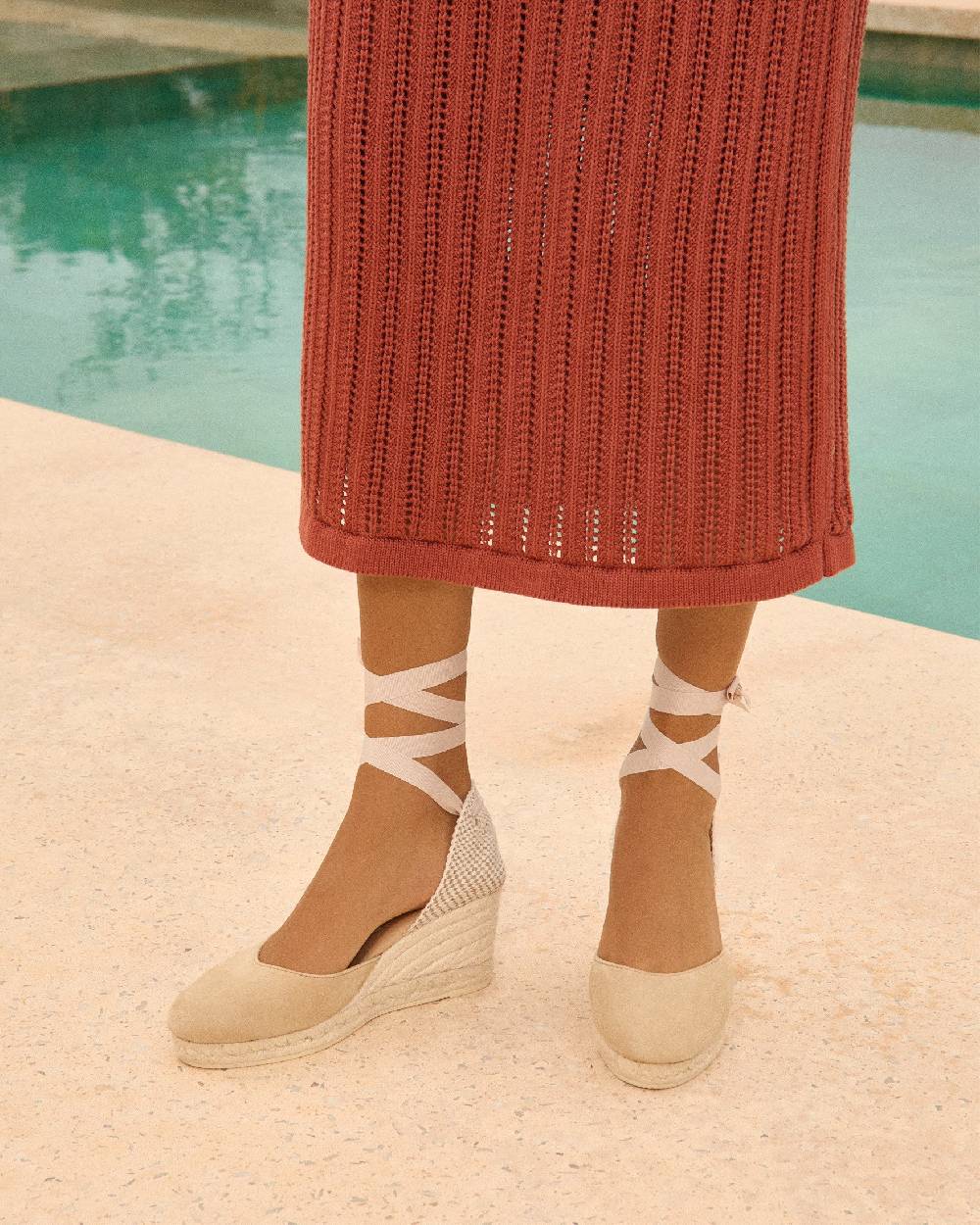 Manebí Soft Suede Low Wedge Espadrilles - Hamptons Champagne Beige Bestseller
