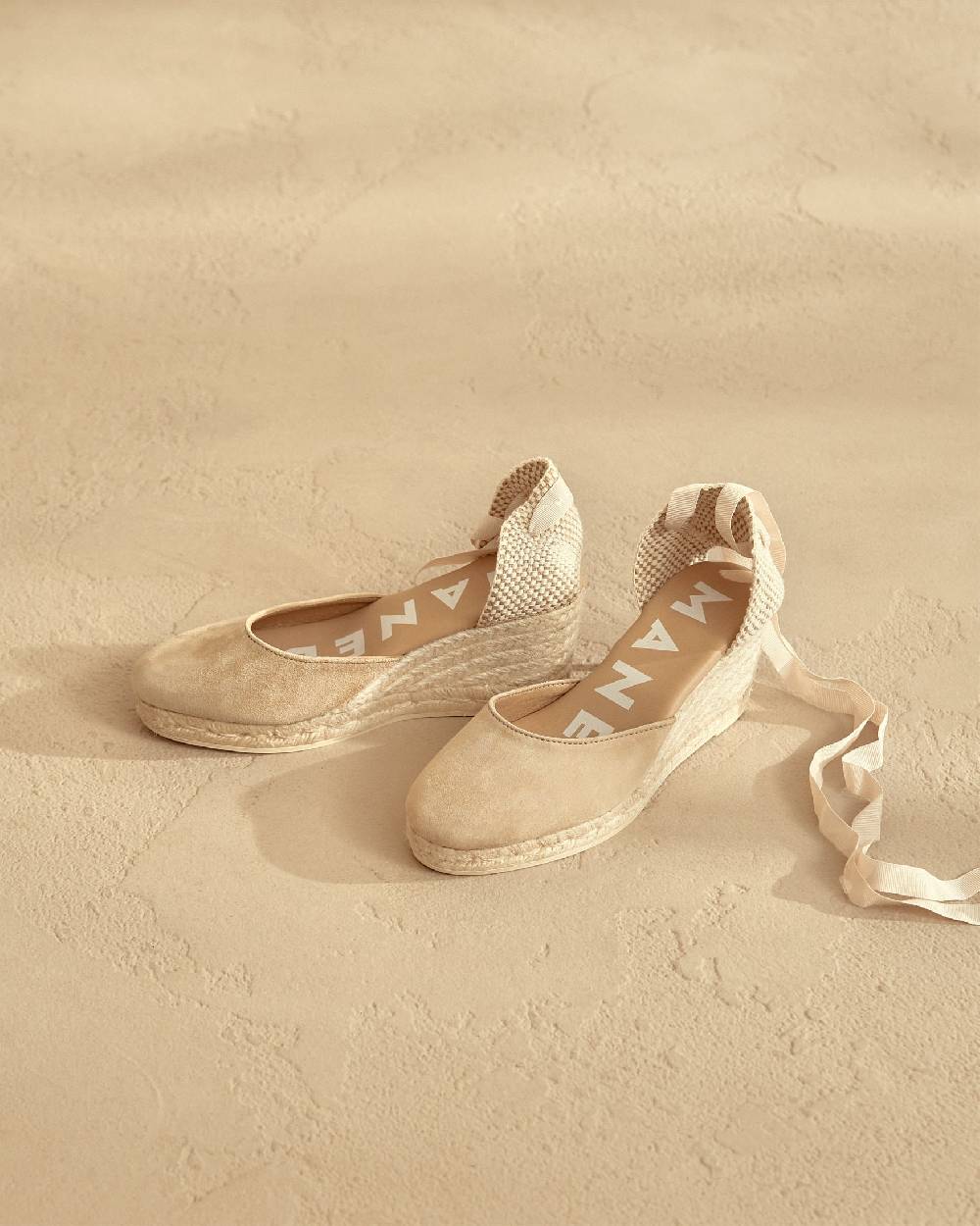 Manebí Soft Suede Low Wedge Espadrilles - Hamptons Champagne Beige Bestseller