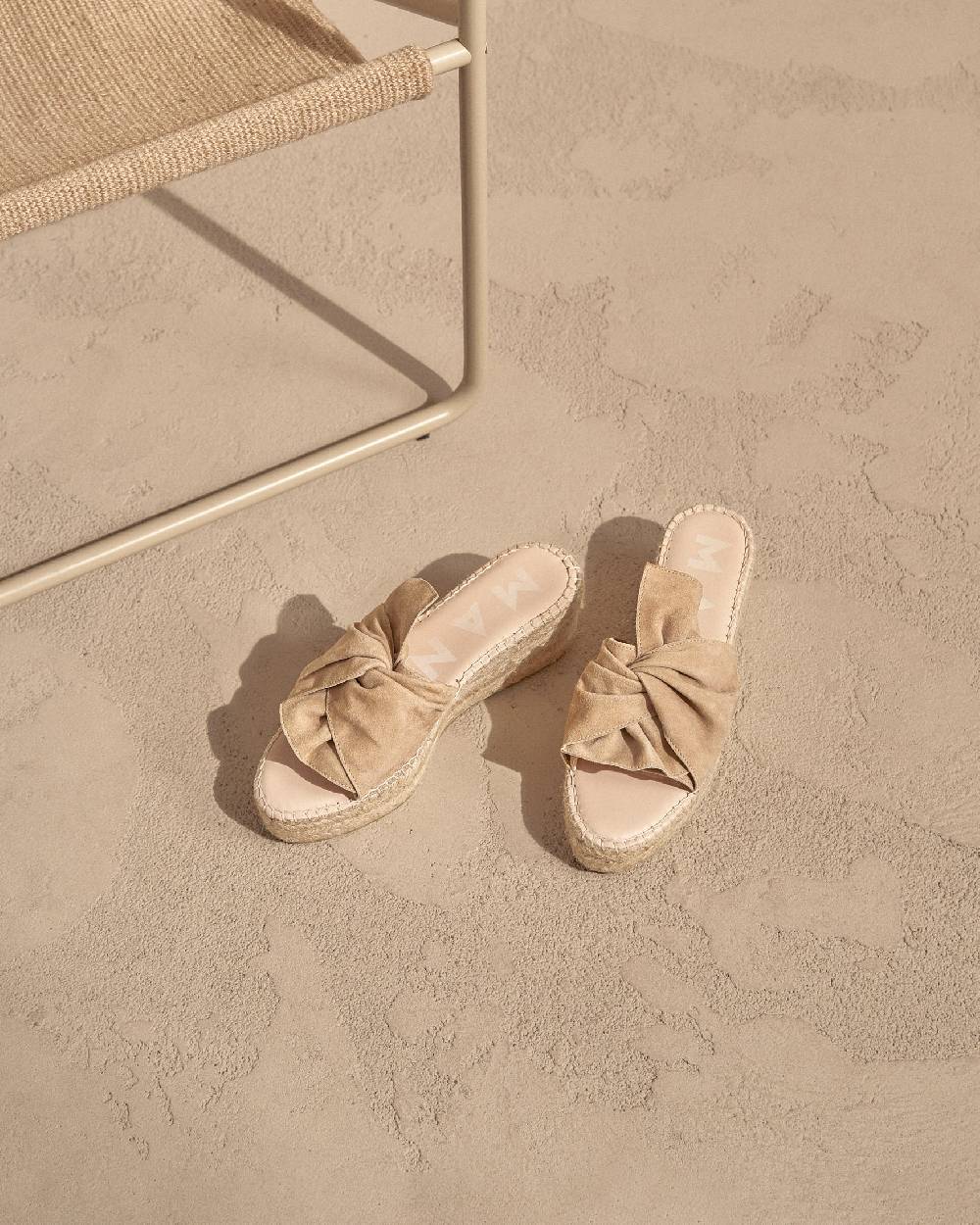 Manebí Soft Suede Platforms With Knot - Hamptons Champagne Beige Vendite Flash