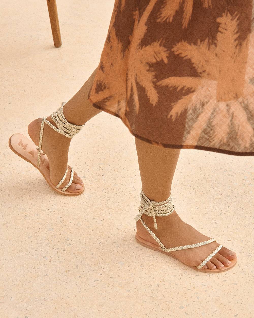 Manebí Leather Sandals|Tie-Up Multi Braid Bands - Platinum Italia