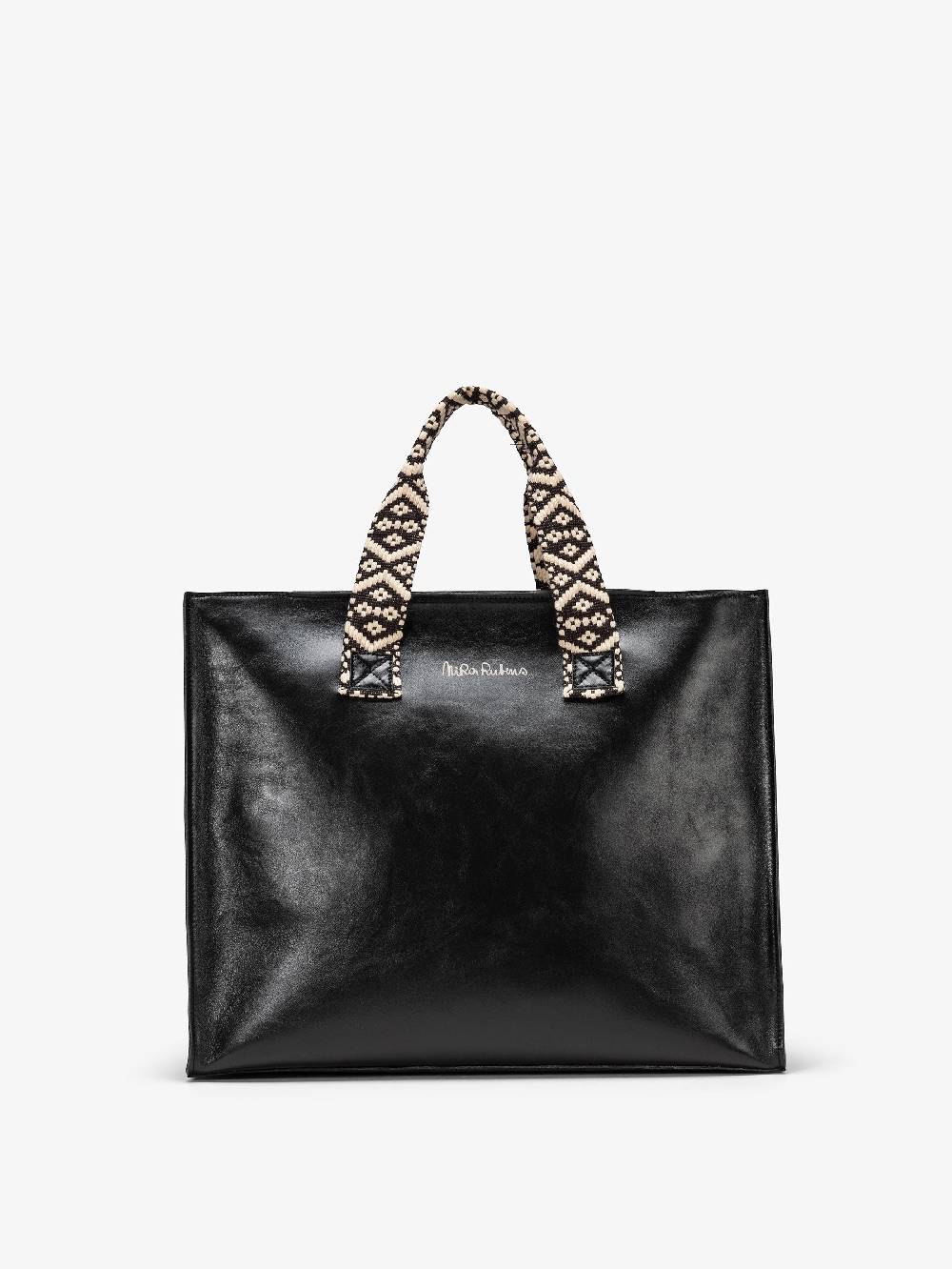 Nira Rubens EASY TOTE BLACK GLOSSY - LOGO Economico