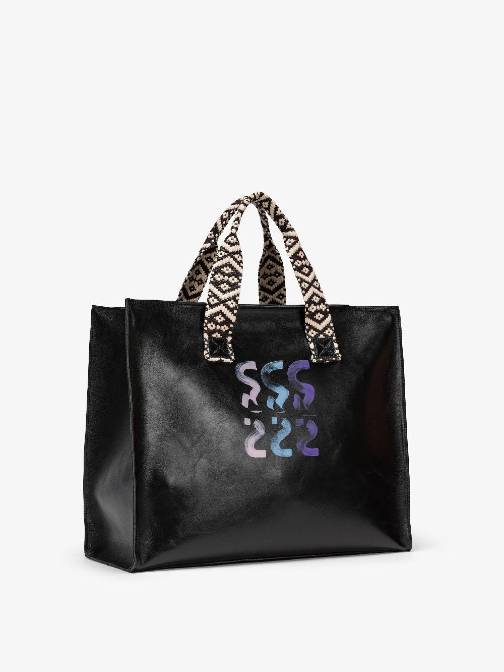 Nira Rubens EASY TOTE BLACK GLOSSY - LOGO Economico