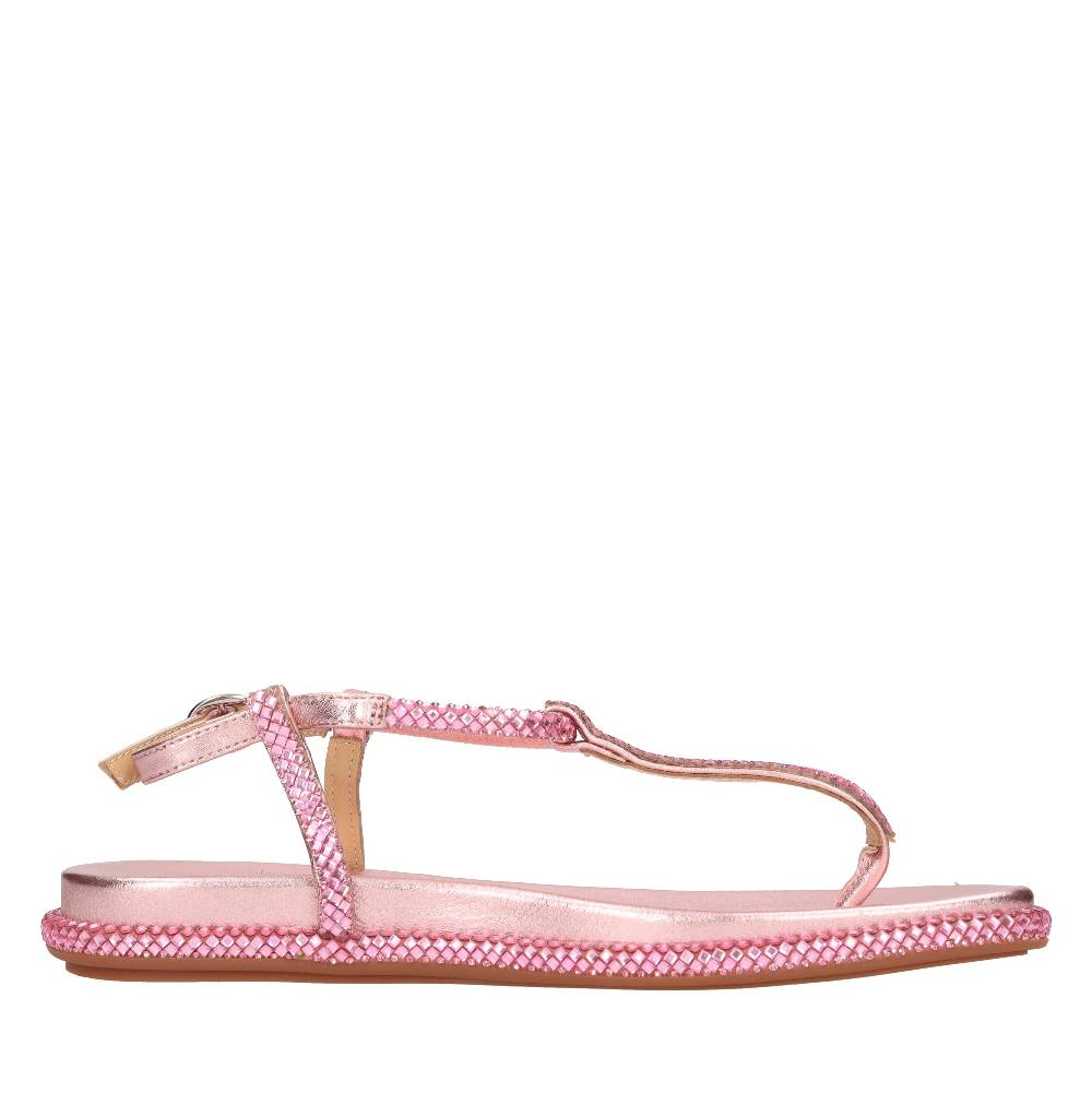 ALMA EN PENA Sandali flat infradito in pelle e strass Prezzo Ridotto