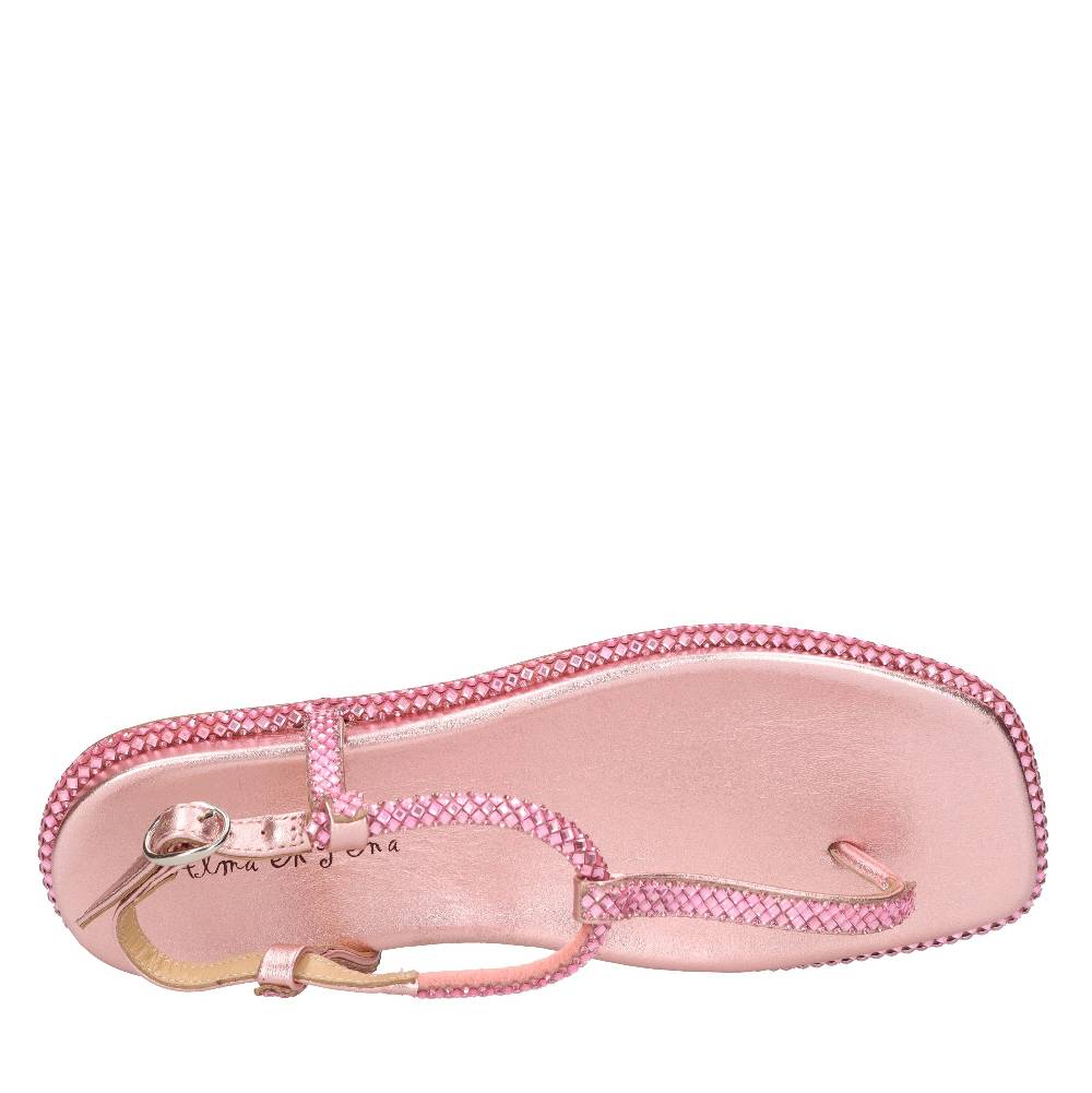 ALMA EN PENA Sandali flat infradito in pelle e strass Prezzo Ridotto