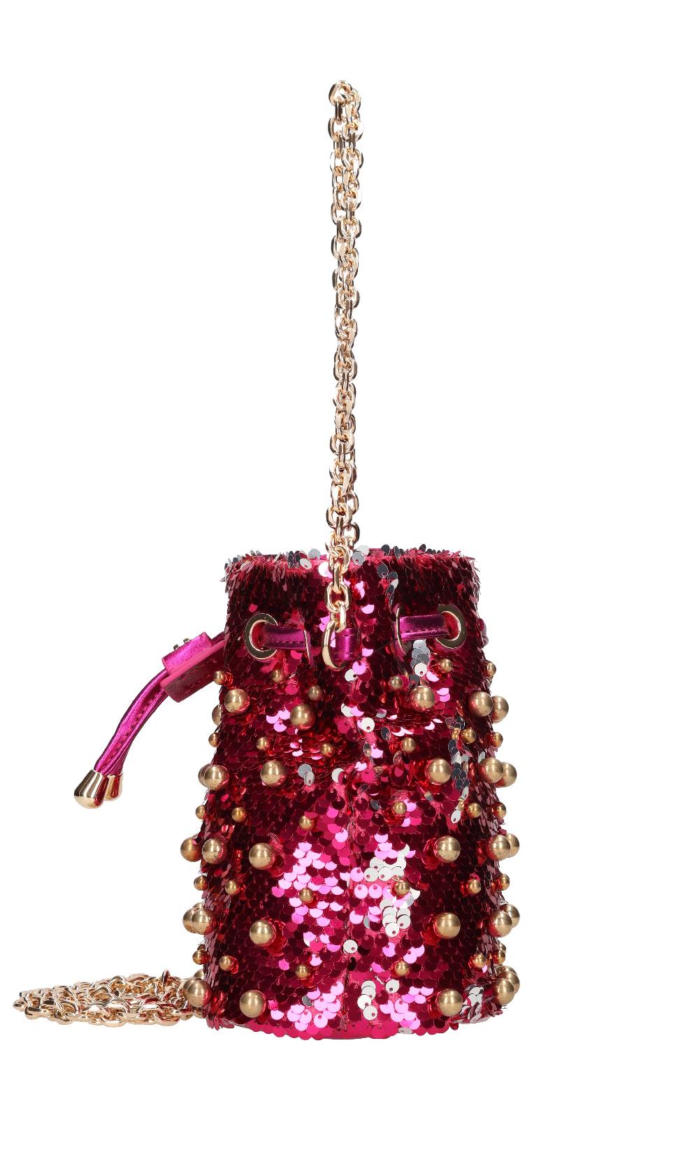 LA CARRIE Borsa in paillettes ed ecopelle con borchie sferiche applicate Soddisfazione Garantita