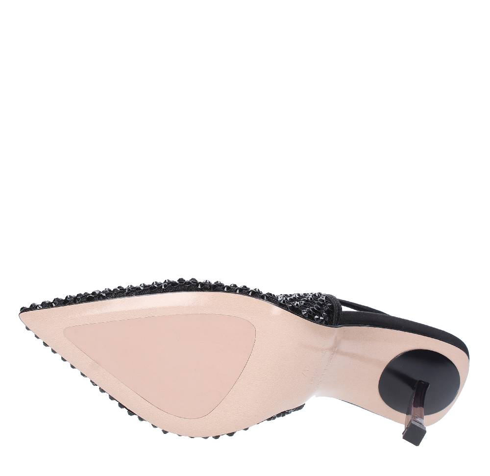 LE SILLA Sandali Slingback in pelle raso nylon e cristalli Promozione Limitata