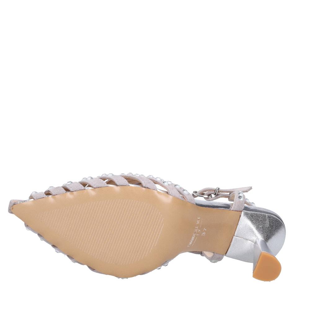 EMANUELLE VEE Décolleté Slingback in pelle e strass Qualità Garantita
