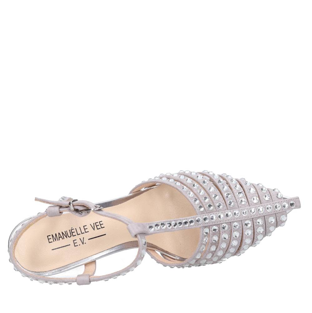 EMANUELLE VEE Décolleté Slingback in pelle e strass Qualità Garantita