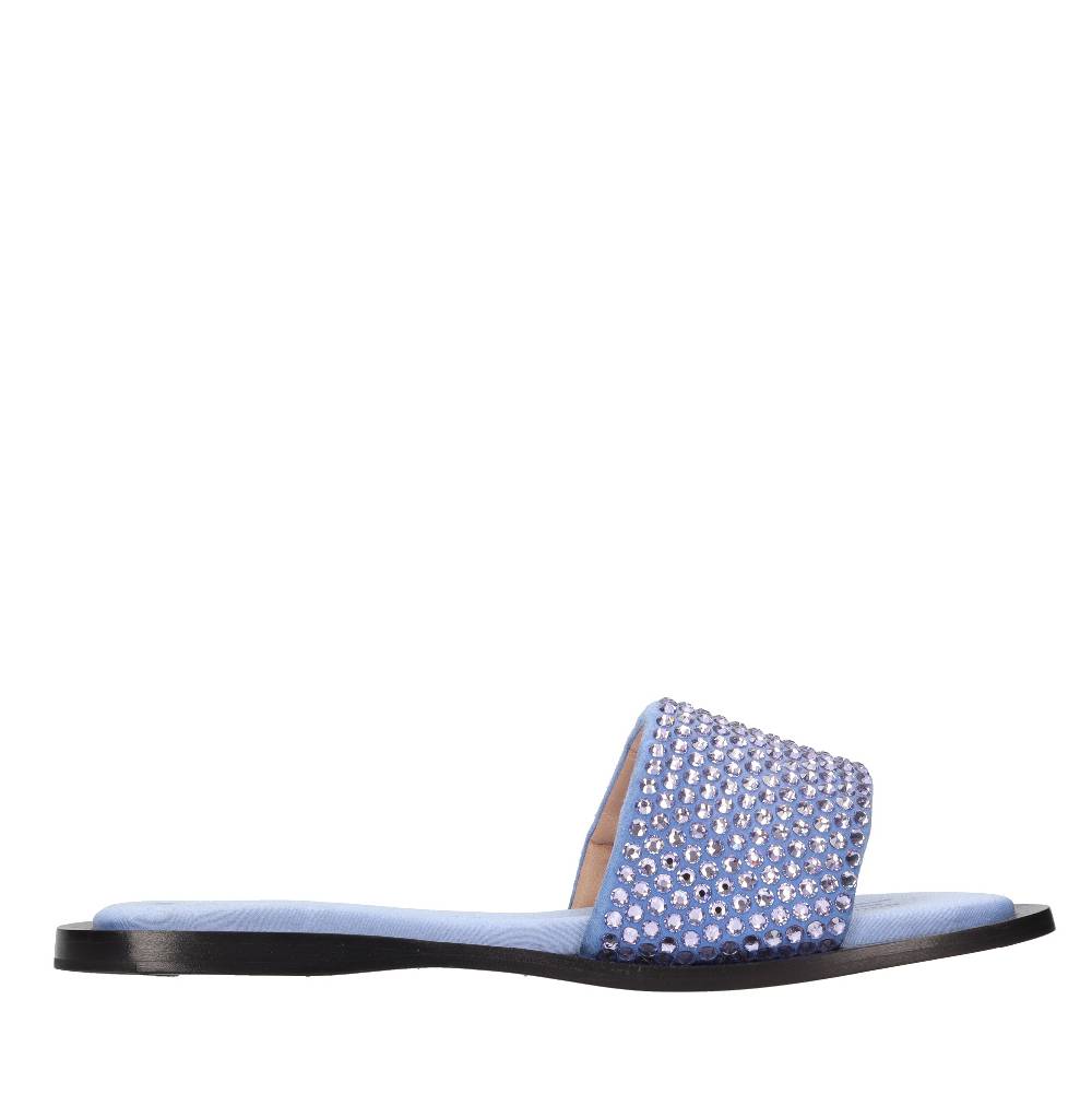 EDDY DANIELE Mules in camoscio e strass In Vendita