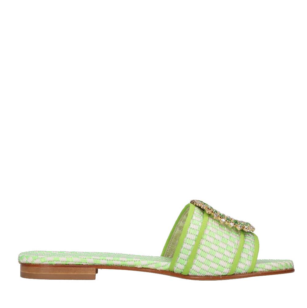 EMANUELA CARUSO Mules in rafia e tessuto Hotsell