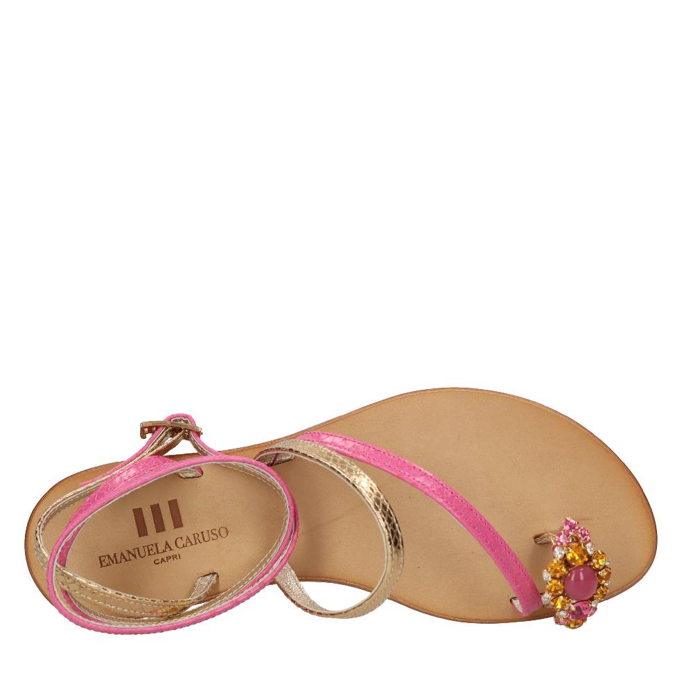 EMANUELA CARUSO Sandali flat infradito in pelle Saldi Di Fabbrica