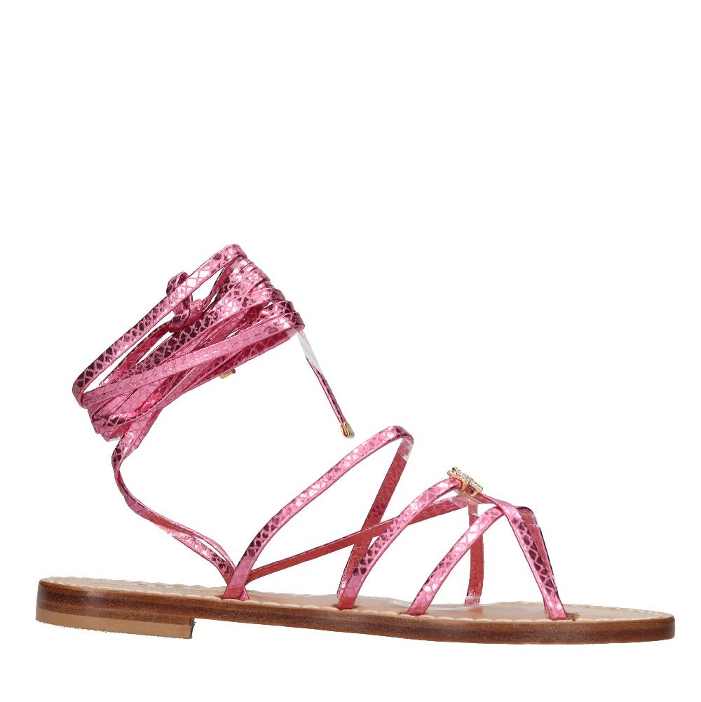 EMANUELA CARUSO Sandali flat infradito in pelle Vendite Flash