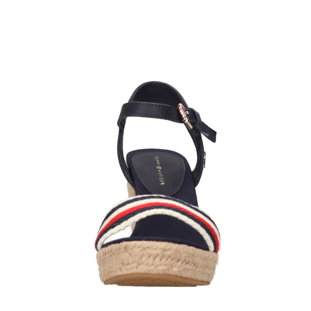 TOMMY HILFIGER Sandali con zeppa in pelle e tessuto Negozi Online