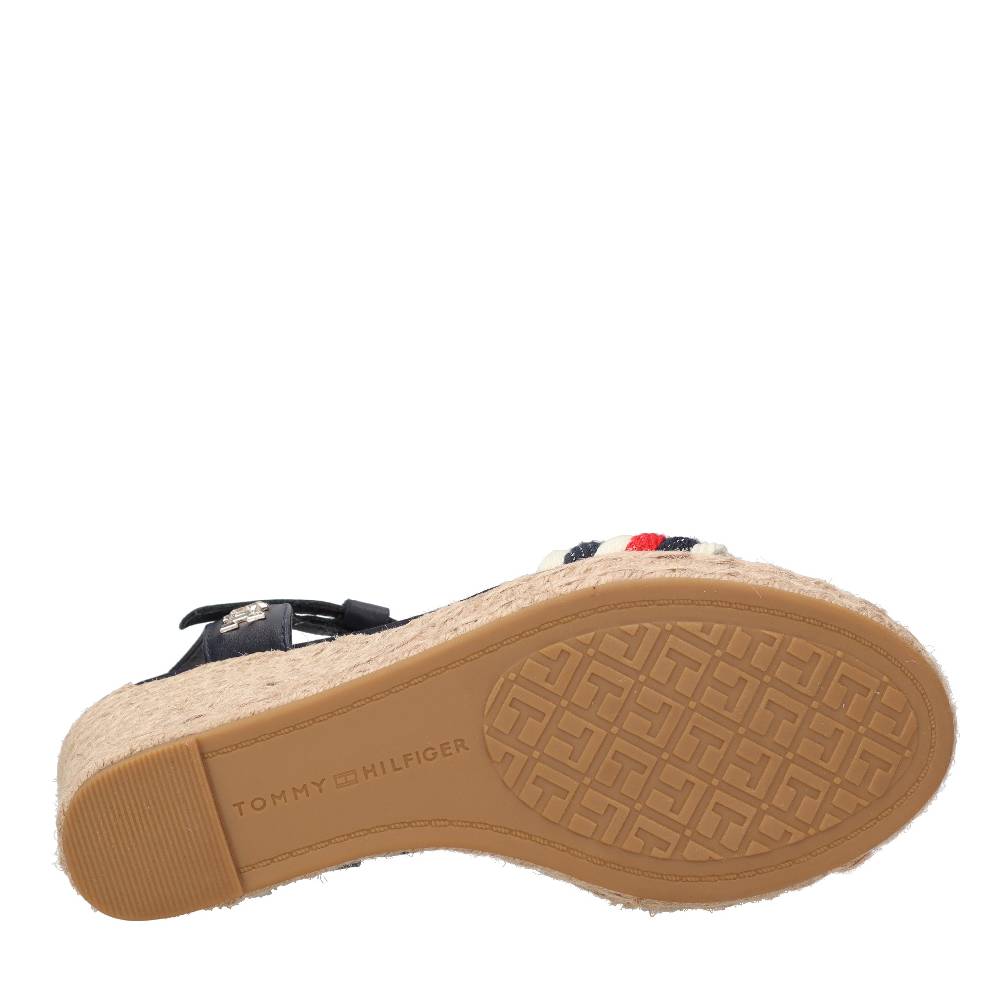 TOMMY HILFIGER Sandali con zeppa in pelle e tessuto Negozi Online