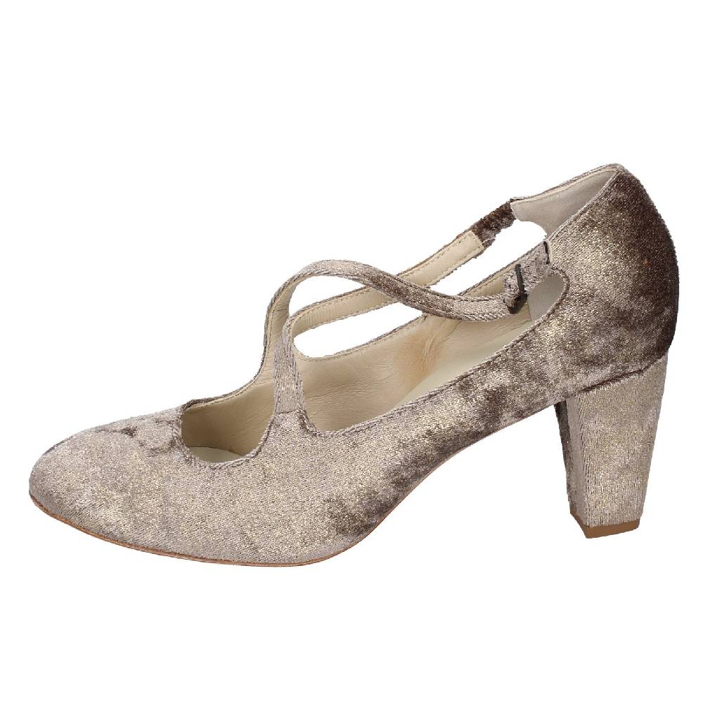 scarpe donna ANNIEL decollete beige velluto oro EX278 Prezzo Ridotto