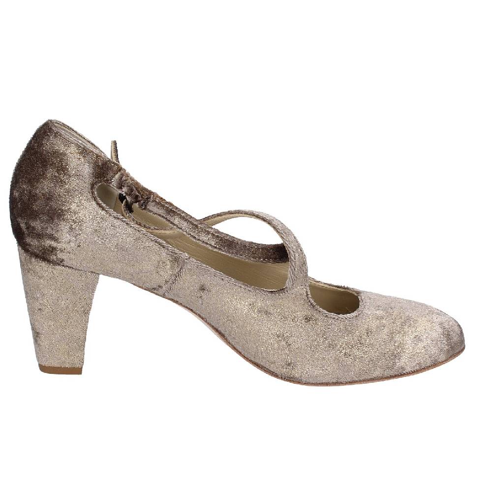 scarpe donna ANNIEL decollete beige velluto oro EX278 Prezzo Ridotto