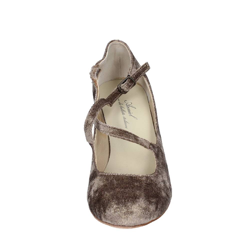 scarpe donna ANNIEL decollete beige velluto oro EX278 Prezzo Ridotto