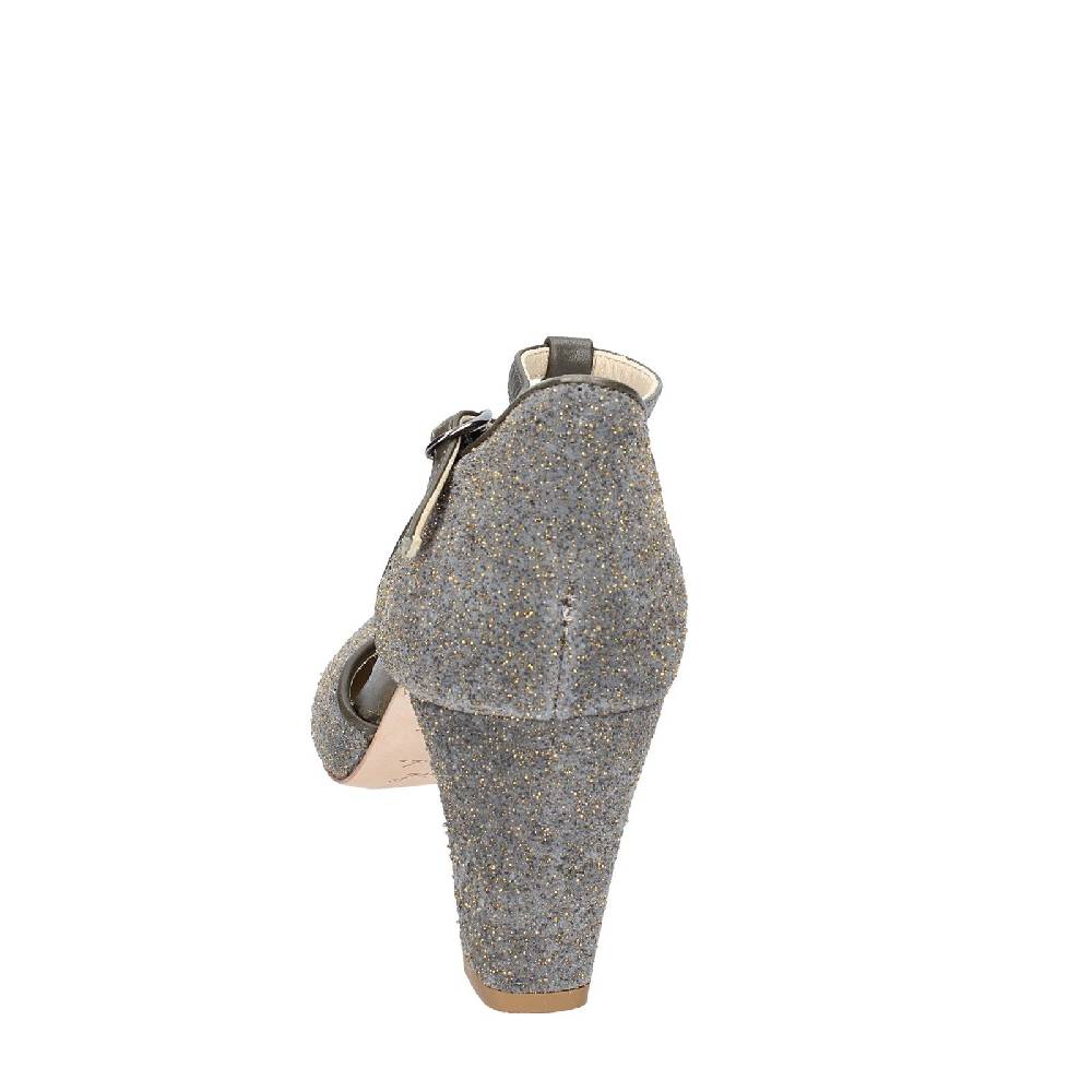 scarpe donna ANNIEL decollete verde pelle oro camoscio EX280 Sottocosto