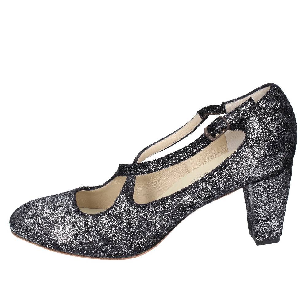scarpe donna ANNIEL decollete nero tessuto argento EX272 Novità