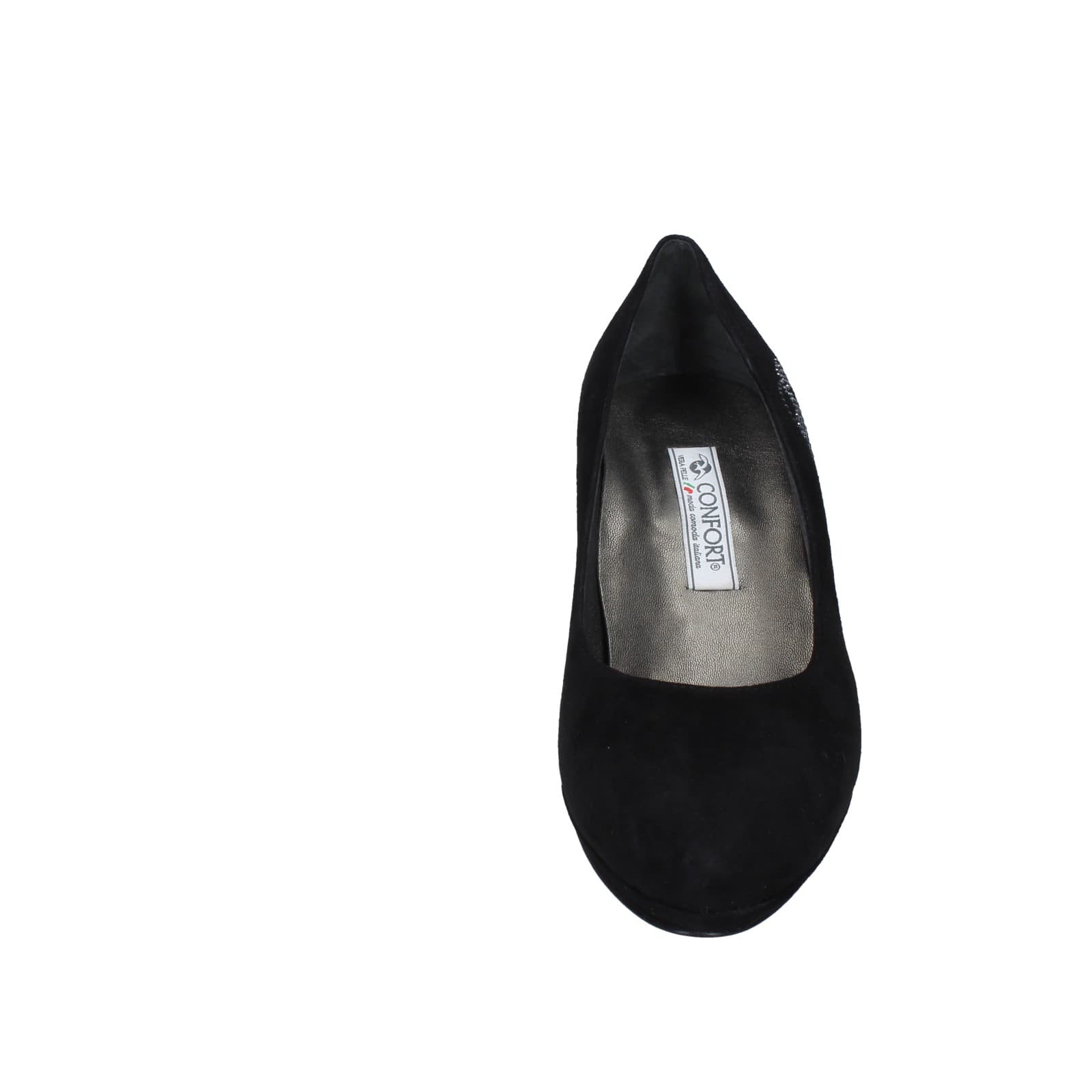 scarpe donna CONFORT decollete nero camoscio strass EZ354 Outlet