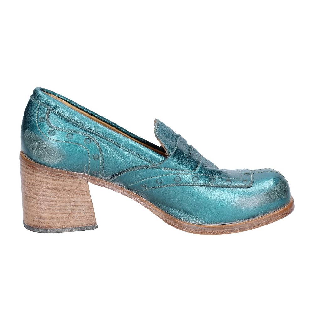 scarpe donna MOMA mocassini verde pelle 47406E VINTAGE EX447 Italia