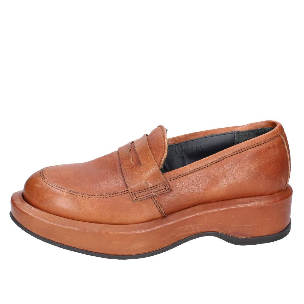 scarpe donna MOMA mocassini marrone pelle 82301E EY562 Vendita