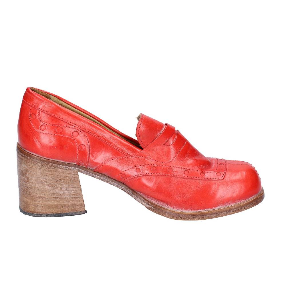 scarpe donna MOMA mocassini rosso pelle 47406E VINTAGE EX487 Pezzi Unici